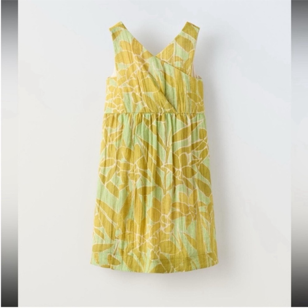 Zara kids, Olive Green, PRINTED WRAP DRESS, 9 years
